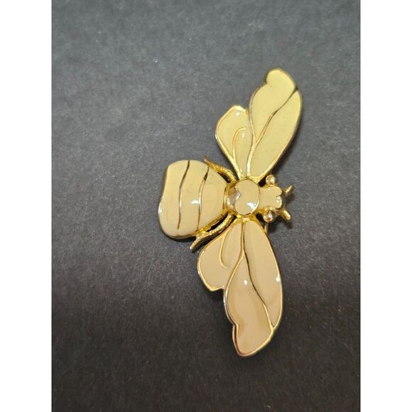 *Sale* Vintage gold tone cream bee brooch - Picture 9 of 11